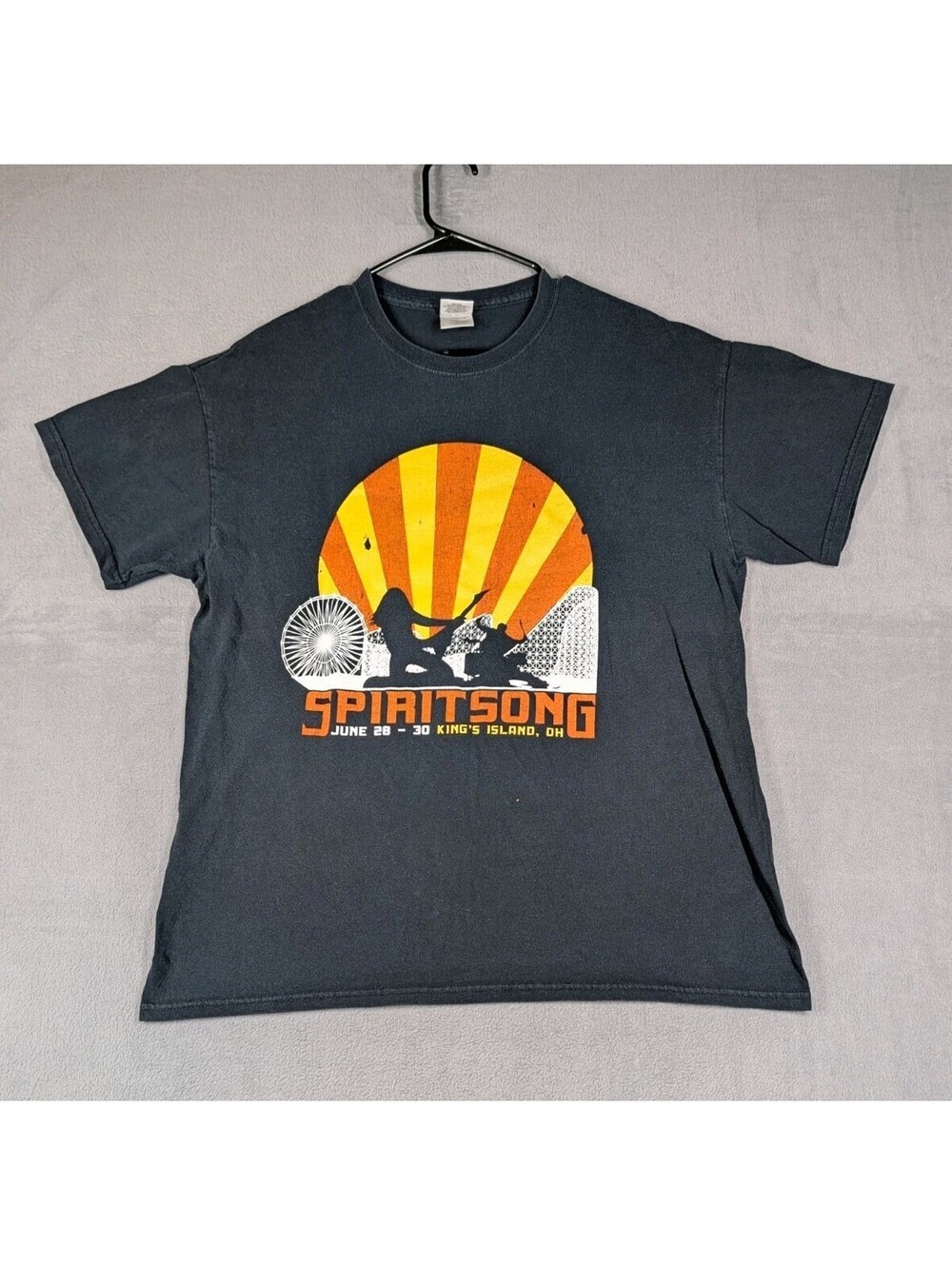 Spiritsong Mens Large Black Kings Island Festival Band Graphic T Shirt Concert